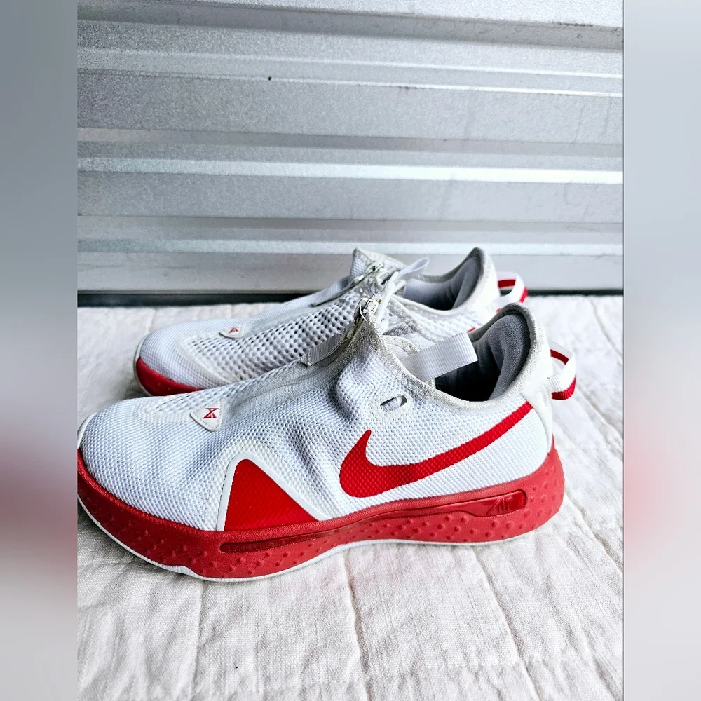 NIKE PG 4 TB PAUL GEORGE TEAM BASKETBALL WHITE RED Men:Sz 7.5 Women:Sz 9 - Picture 2 of 7